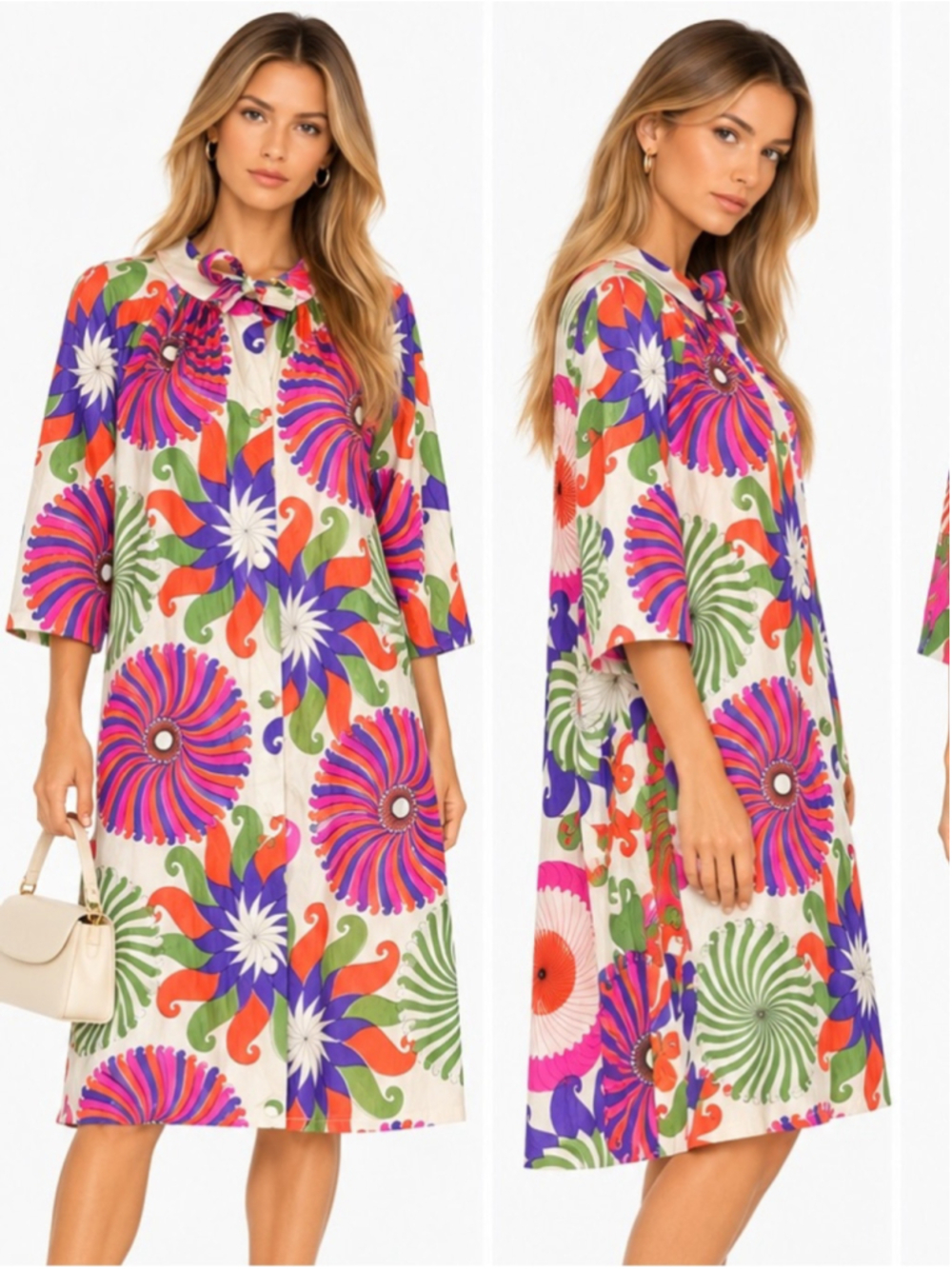 Vintage 1960s Vanity Fair Psychedelic Pinwheel Hostess Dress Mod Op Art Robe